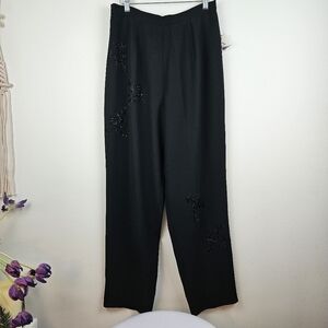 AFTERDARK black beaded detail lined High Rise elastic waist Pants trous Size 14